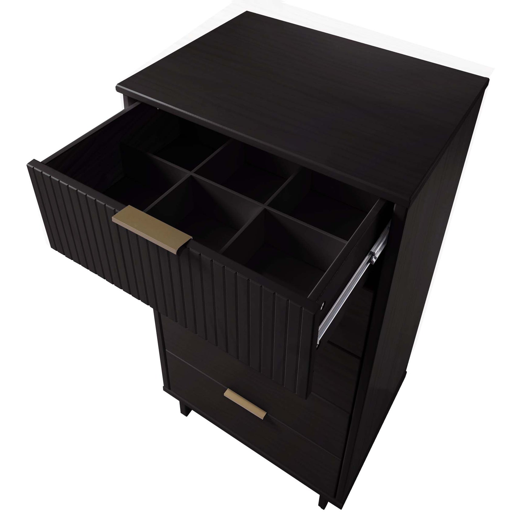 Granville 3-Piece Tall Narrow Chest, Double Dresser Set and Standard Dresser Set in Black - Ornate Home