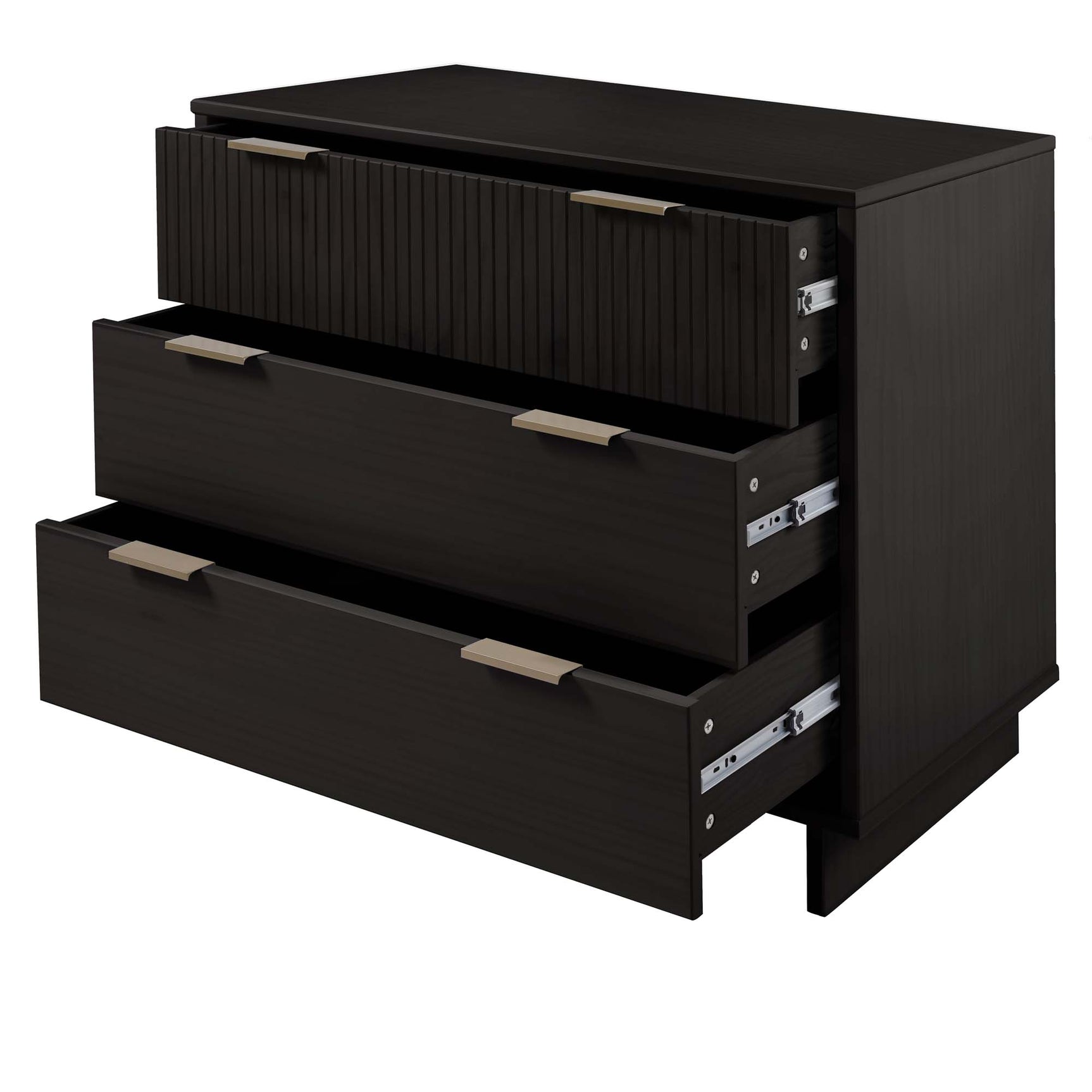 Granville 3-Piece Tall Narrow Chest, Double Dresser Set and Standard Dresser Set in Black - Ornate Home
