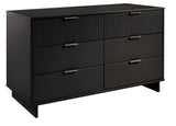 Granville 3-Piece Tall Narrow Chest, Double Dresser Set and Standard Dresser Set in Black - Ornate Home