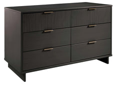 Granville 3-Piece Tall Narrow Chest, Double Dresser Set and Standard Dresser Set in Dark Grey - Ornate Home
