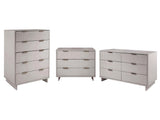 Granville 3-Piece Tall Narrow Chest, Double Dresser Set and Standard Dresser Set in Light Grey - Ornate Home