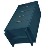 Granville 3-Piece Tall Narrow Chest, Double Dresser Set and Standard Dresser Set in Midnight Blue - Ornate Home