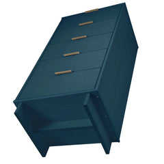 Granville 3-Piece Tall Narrow Chest, Double Dresser Set and Standard Dresser Set in Midnight Blue - Ornate Home
