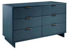 Granville 3-Piece Tall Narrow Chest, Double Dresser Set and Standard Dresser Set in Midnight Blue - Ornate Home