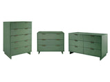 Granville 3-Piece Tall Narrow Chest, Double Dresser Set and Standard Dresser Set in Sage Green - Ornate Home