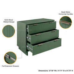Granville 3-Piece Tall Narrow Chest, Double Dresser Set and Standard Dresser Set in Sage Green - Ornate Home