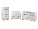 Granville 3-Piece Tall Narrow Chest, Double Dresser Set and Standard Dresser Set in White - Ornate Home