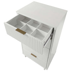 Granville 3-Piece Tall Narrow Chest, Double Dresser Set and Standard Dresser Set in White - Ornate Home
