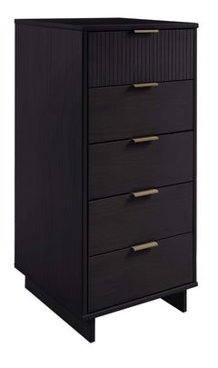 Granville 3-Piece Tall Narrow Chest, Double Dresser and Nightstand Set in Black - Ornate Home