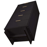 Granville 3-Piece Tall Narrow Chest, Double Dresser and Nightstand Set in Black - Ornate Home