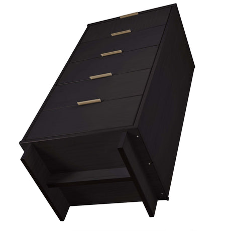 Granville 3-Piece Tall Narrow Chest, Double Dresser and Nightstand Set in Black - Ornate Home
