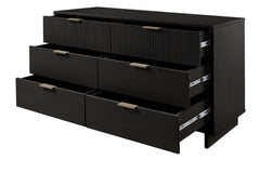Granville 3-Piece Tall Narrow Chest, Double Dresser and Nightstand Set in Black - Ornate Home