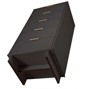 Granville 3-Piece Tall Narrow Chest, Double Dresser and Nightstand Set in Dark Grey - Ornate Home