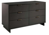 Granville 3-Piece Tall Narrow Chest, Double Dresser and Nightstand Set in Dark Grey - Ornate Home