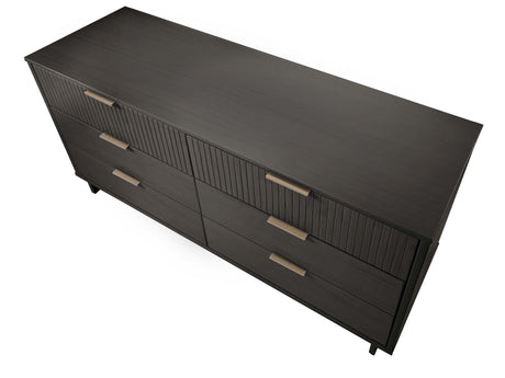 Granville 3-Piece Tall Narrow Chest, Double Dresser and Nightstand Set in Dark Grey - Ornate Home