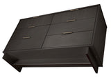 Granville 3-Piece Tall Narrow Chest, Double Dresser and Nightstand Set in Dark Grey - Ornate Home