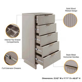 Granville 3-Piece Tall Narrow Chest, Double Dresser and Nightstand Set in Light Grey - Ornate Home