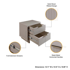 Granville 3-Piece Tall Narrow Chest, Double Dresser and Nightstand Set in Light Grey - Ornate Home