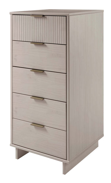 Granville 3-Piece Tall Narrow Chest, Double Dresser and Nightstand Set in Light Grey - Ornate Home