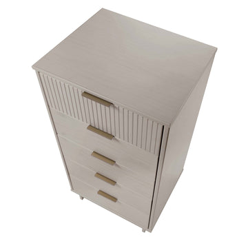 Granville 3-Piece Tall Narrow Chest, Double Dresser and Nightstand Set in Light Grey - Ornate Home