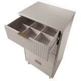 Granville 3-Piece Tall Narrow Chest, Double Dresser and Nightstand Set in Light Grey - Ornate Home