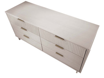 Granville 3-Piece Tall Narrow Chest, Double Dresser and Nightstand Set in Light Grey - Ornate Home