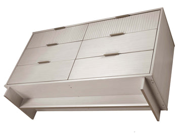 Granville 3-Piece Tall Narrow Chest, Double Dresser and Nightstand Set in Light Grey - Ornate Home