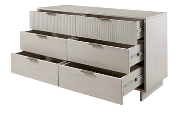 Granville 3-Piece Tall Narrow Chest, Double Dresser and Nightstand Set in Light Grey - Ornate Home