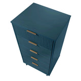 Granville 3-Piece Tall Narrow Chest, Double Dresser and Nightstand Set in Midnight Blue - Ornate Home