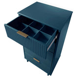 Granville 3-Piece Tall Narrow Chest, Double Dresser and Nightstand Set in Midnight Blue - Ornate Home