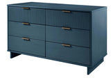 Granville 3-Piece Tall Narrow Chest, Double Dresser and Nightstand Set in Midnight Blue - Ornate Home