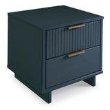 Granville 3-Piece Tall Narrow Chest, Double Dresser and Nightstand Set in Midnight Blue - Ornate Home