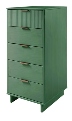 Granville 3-Piece Tall Narrow Chest, Double Dresser and Nightstand Set in Sage Green - Ornate Home