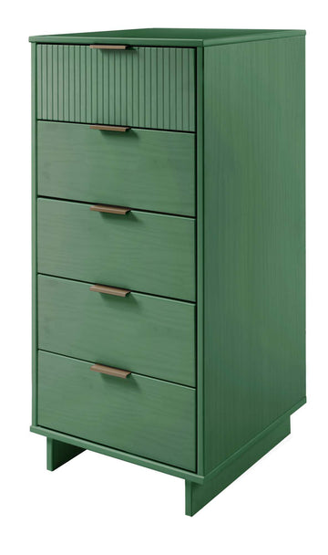Granville 3-Piece Tall Narrow Chest, Double Dresser and Nightstand Set in Sage Green - Ornate Home