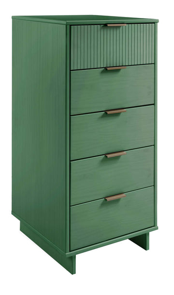 Granville 3-Piece Tall Narrow Chest, Double Dresser and Nightstand Set in Sage Green - Ornate Home