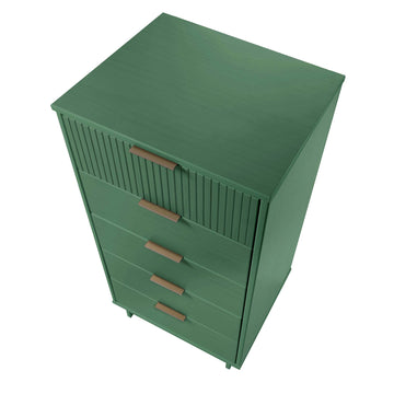 Granville 3-Piece Tall Narrow Chest, Double Dresser and Nightstand Set in Sage Green - Ornate Home