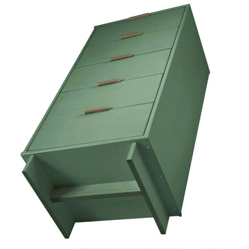 Granville 3-Piece Tall Narrow Chest, Double Dresser and Nightstand Set in Sage Green - Ornate Home
