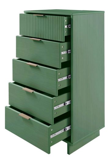 Granville 3-Piece Tall Narrow Chest, Double Dresser and Nightstand Set in Sage Green - Ornate Home
