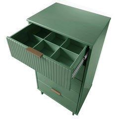 Granville 3-Piece Tall Narrow Chest, Double Dresser and Nightstand Set in Sage Green - Ornate Home