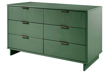 Granville 3-Piece Tall Narrow Chest, Double Dresser and Nightstand Set in Sage Green - Ornate Home