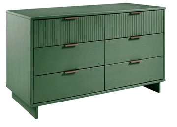 Granville 3-Piece Tall Narrow Chest, Double Dresser and Nightstand Set in Sage Green - Ornate Home