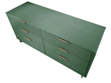 Granville 3-Piece Tall Narrow Chest, Double Dresser and Nightstand Set in Sage Green - Ornate Home