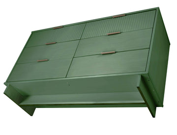Granville 3-Piece Tall Narrow Chest, Double Dresser and Nightstand Set in Sage Green - Ornate Home
