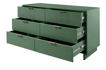 Granville 3-Piece Tall Narrow Chest, Double Dresser and Nightstand Set in Sage Green - Ornate Home