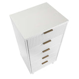 Granville 3-Piece Tall Narrow Chest, Double Dresser and Nightstand Set in White - Ornate Home