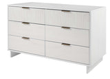 Granville 3-Piece Tall Narrow Chest, Double Dresser and Nightstand Set in White - Ornate Home