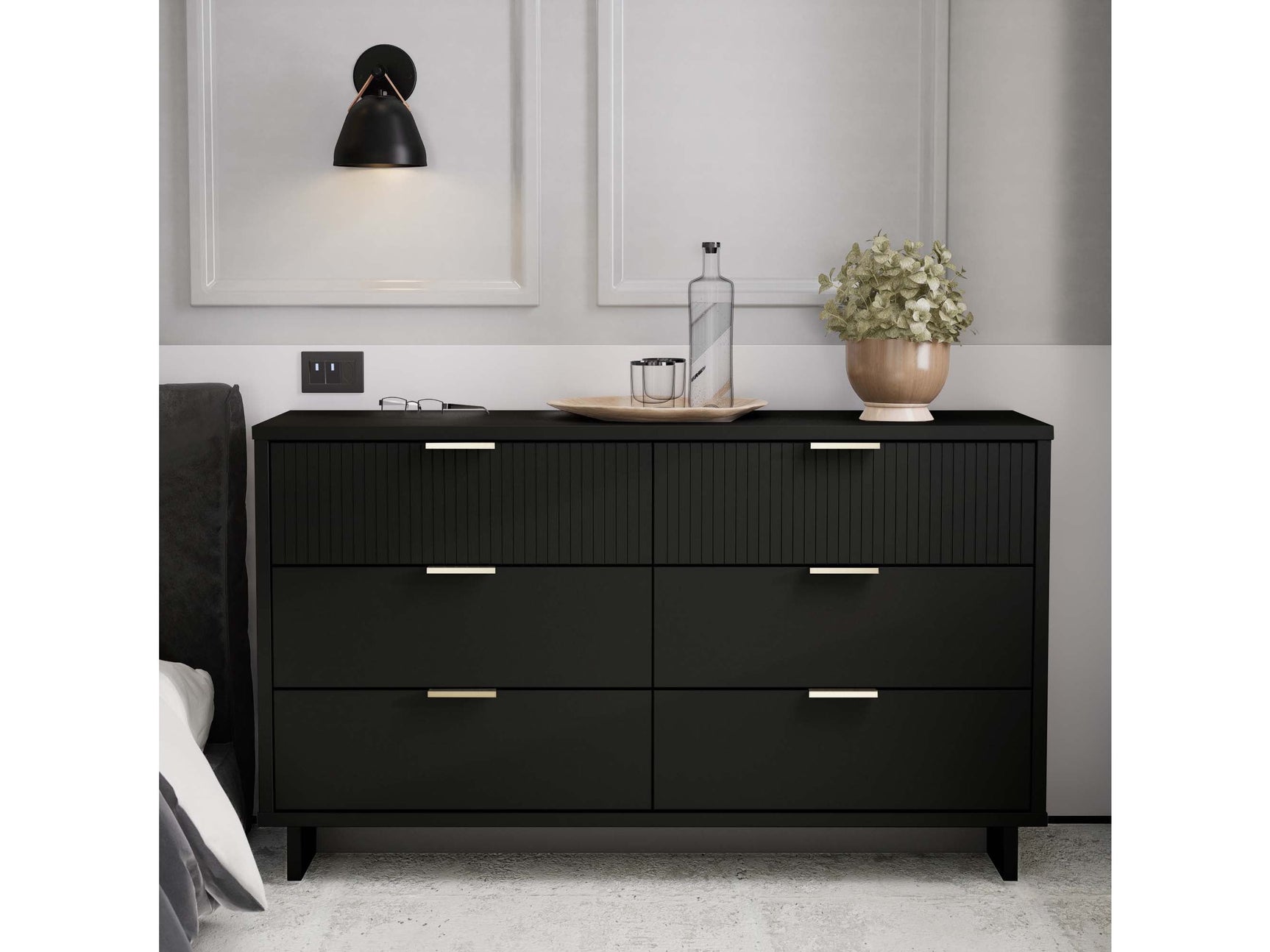 Granville 55.07 Double Wide Dresser in Black - Ornate Home