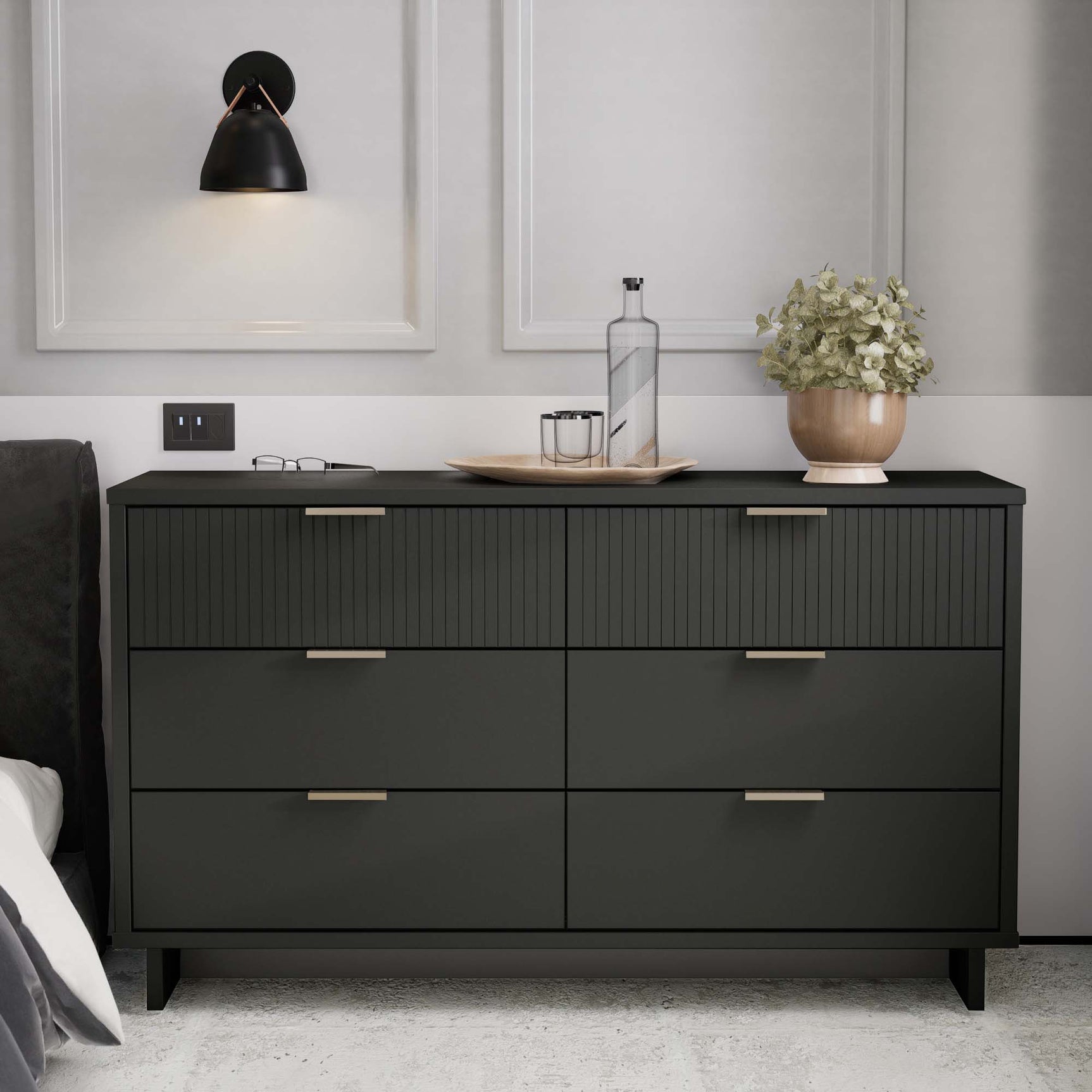 Granville 55.07 Double Wide Dresser in Dark Grey - Ornate Home