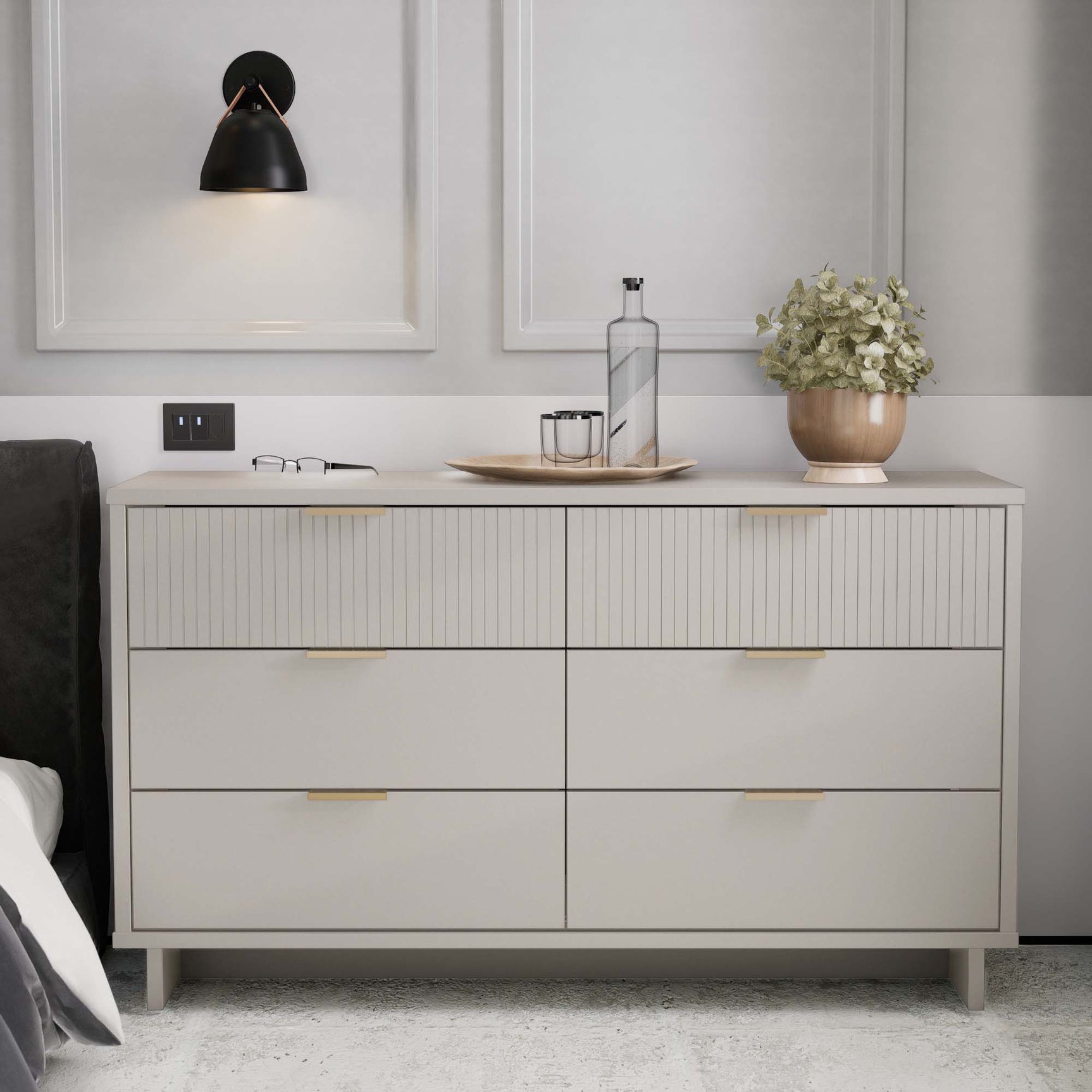 Granville 55.07 Double Wide Dresser in Light Grey - Ornate Home