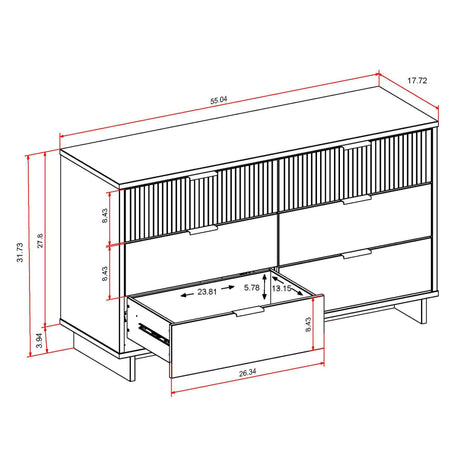 Granville 55.07 Double Wide Dresser in Light Grey - Ornate Home